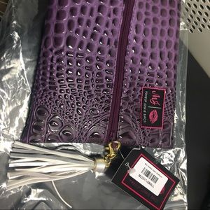 Makeup Junkie Bag -Small -Bubble Gator Amethyst -with removable silver tassel -